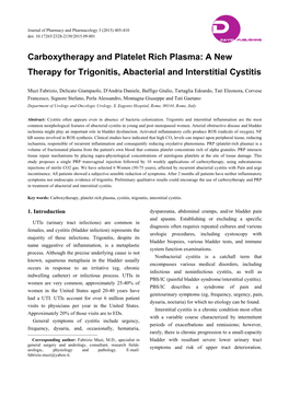 Carboxytherapy and Platelet Rich Plasma: a New Therapy for Trigonitis, Abacterial and Interstitial Cystitis