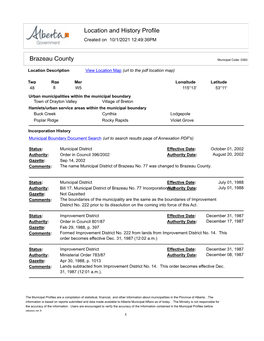 Location and History Profile Brazeau County