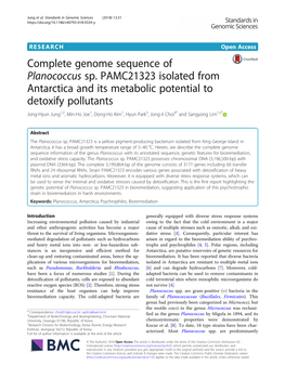 Complete Genome Sequence of Planococcus Sp. PAMC21323