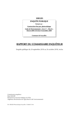 Rapport Du Commissaire Enquêteur