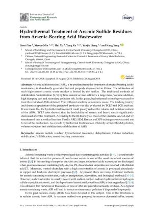 Hydrothermal Treatment of Arsenic Sulfide Residues from Arsenic