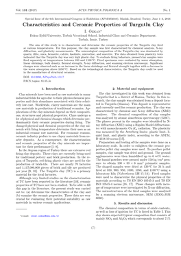 Characteristics and Ceramic Properties of Turgutlu Clay İ