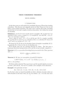 THOM COBORDISM THEOREM 1. Introduction in This Short Notes We