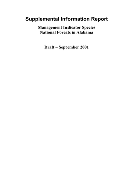 Supplemental Information Report Management Indicator Species National Forests in Alabama