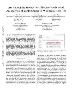 An Analysis of Contributions to Wikipedia from Tor