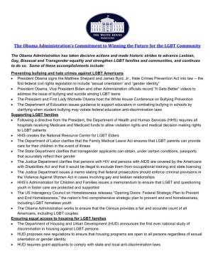 Winning the Future for LGBT Americans Factsheet