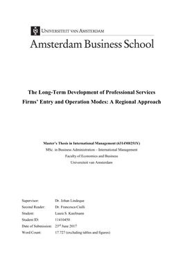 The Long-Term Development of Professional Services Firms’ Entry and Operation Modes: a Regional Approach