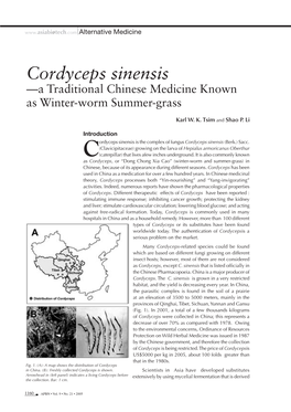 Cordyceps Sinensis —A Traditional Chinese Medicine Known As Winter-Worm Summer-Grass