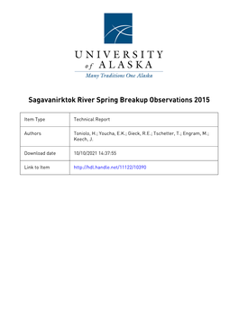 Sagavanirktok River Spring Breakup Observations 2015