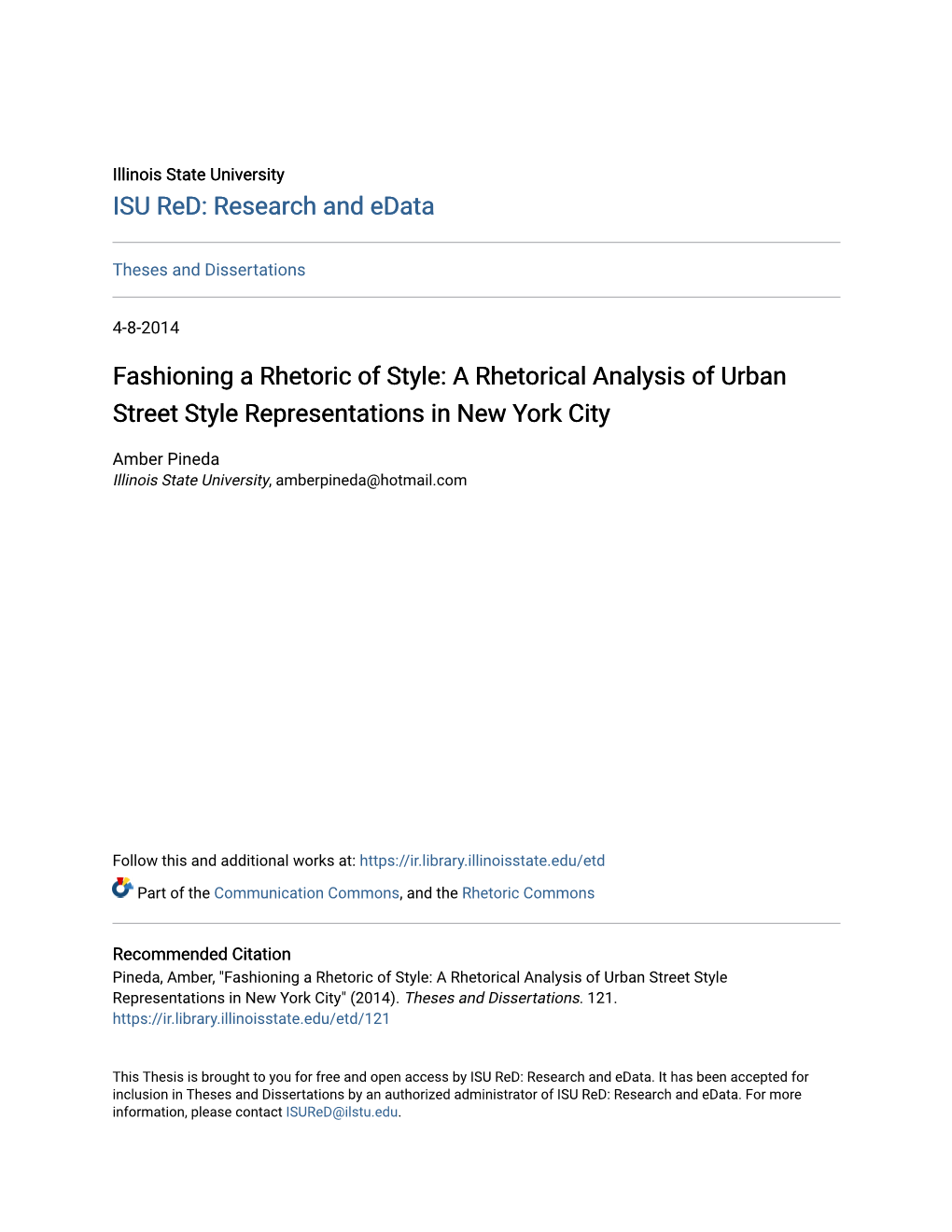 A Rhetorical Analysis of Urban Street Style Representations in New York City