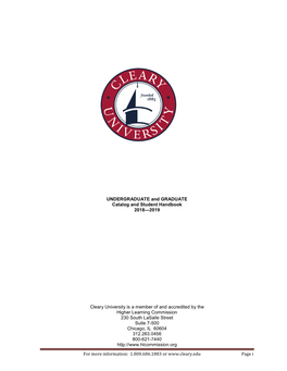 UNDERGRADUATE and GRADUATE Catalog and Student Handbook 2018—2019