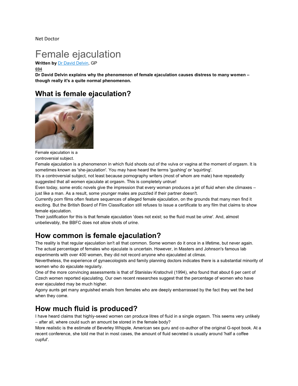 Female Ejaculation