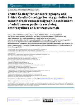 British Society for Echocardiography and British Cardio-Oncology