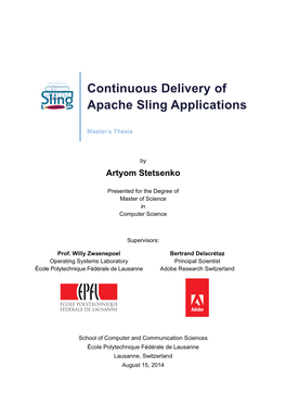 Continuous Delivery of Apache Sling Applications Acknowledgements