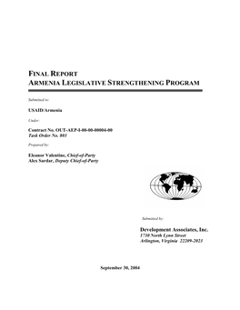 Final Report Armenia Legislative Strengthening Program