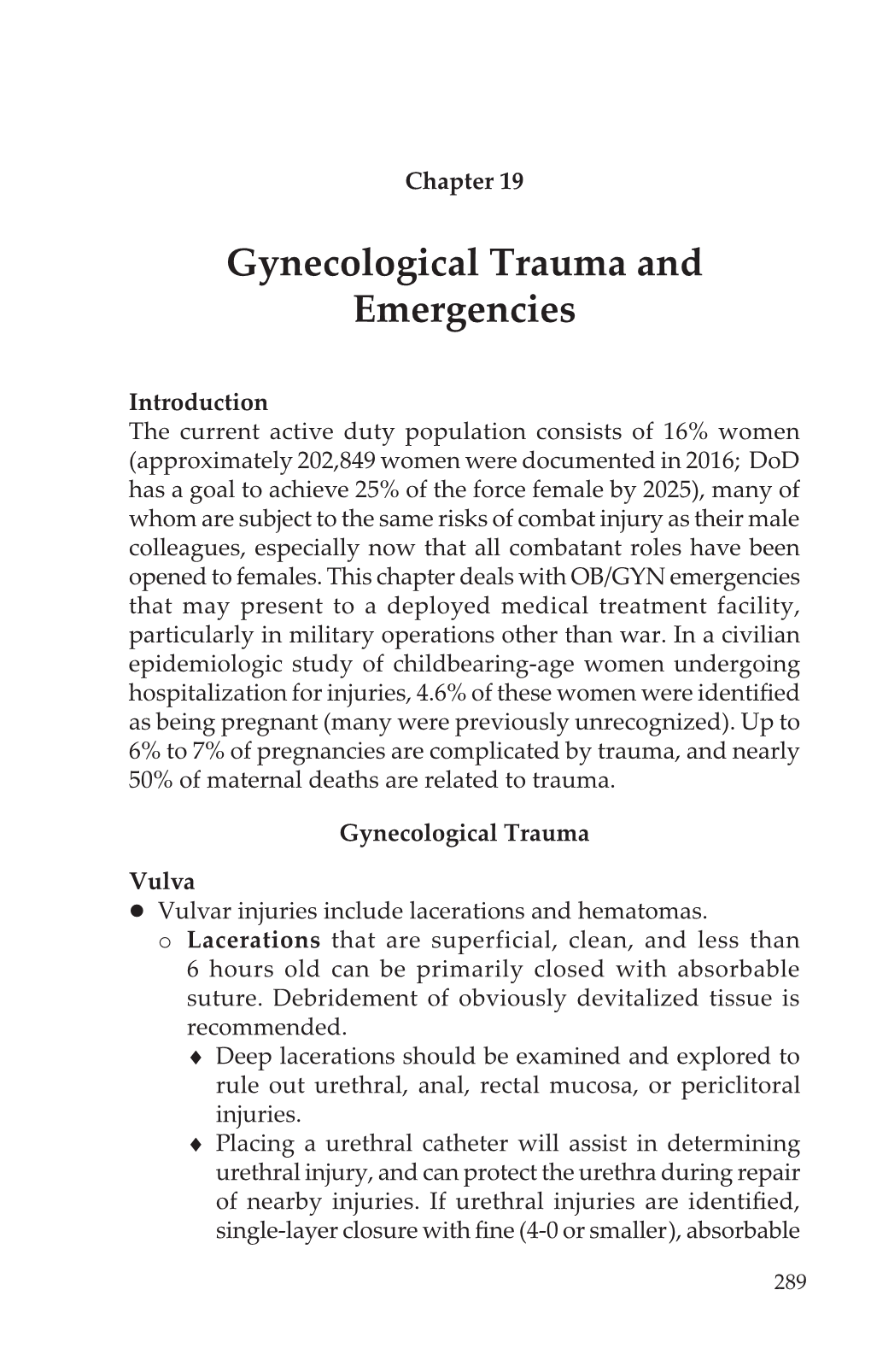 Gynecological Trauma and Emergencies