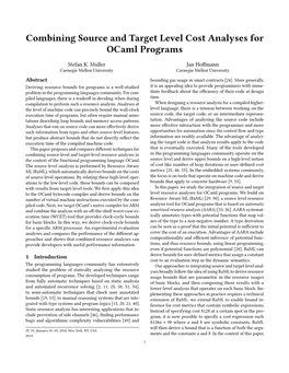 Combining Source and Target Level Cost Analyses for Ocaml Programs