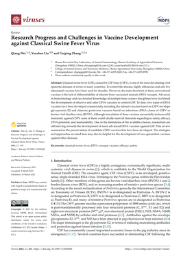 Research Progress and Challenges in Vaccine Development Against Classical Swine Fever Virus