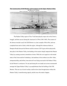 The Construction of USS Monitor and Its Impact on the Upper-Hudson Valley by Marcus R