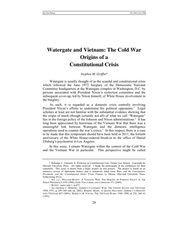 Watergate and Vietnam: the Cold War Origins of a Constitutional Crisis
