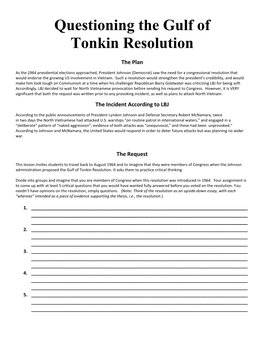 Questioning the Gulf of Tonkin Resolution