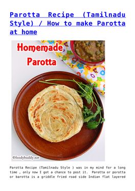 Parotta Recipe (Tamilnadu Style) / How to Make Parotta at Home