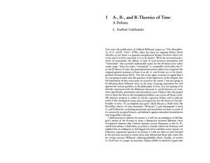 1 A-, B-, and R-Theories of Time a Debate L