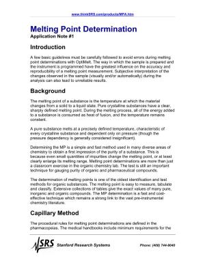 Melting Point Determination Application Note #1