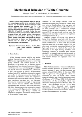 Mechanical Behavior of White Concrete