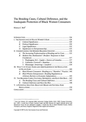 The Braiding Cases, Cultural Deference, and the Inadequate Protection of Black Women Consumers