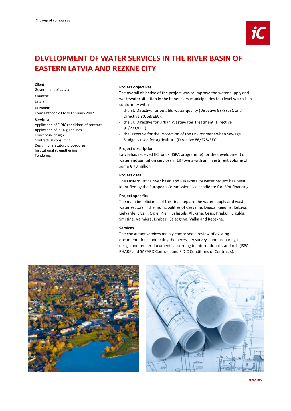 Development of Water Services in the River Basin of Eastern Latvia and Rezkne City