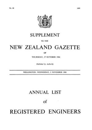 New Zealand Gazette Registered Engineers