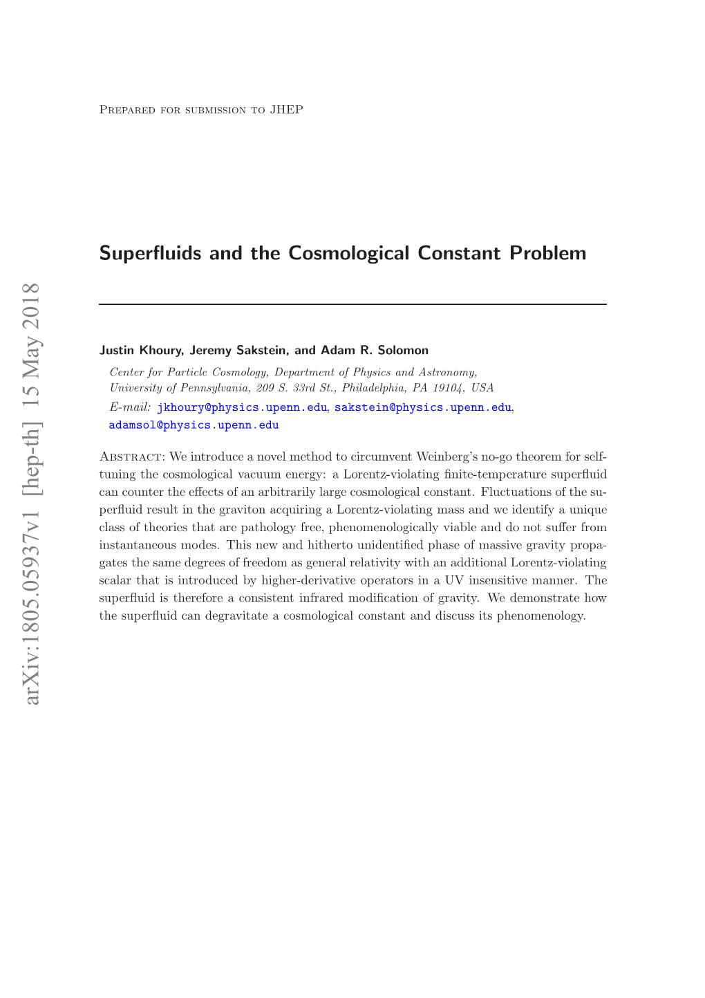 Superfluids and the Cosmological Constant Problem