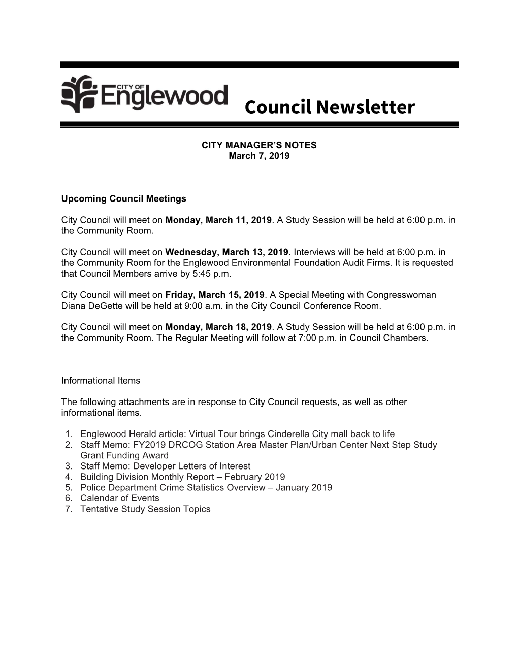 Council Newsletter