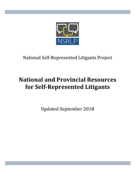 National and Provincial Resources for Srls