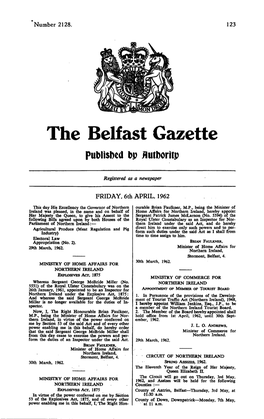 The Belfast Gazette Published Bp Hutbority