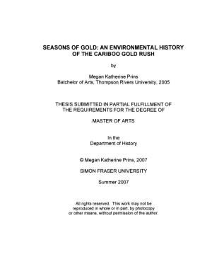 Seasons of Gold: an Environmental History of the Carib00 Gold Rush