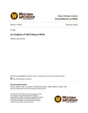 An Analysis of Salt Eating in Birds