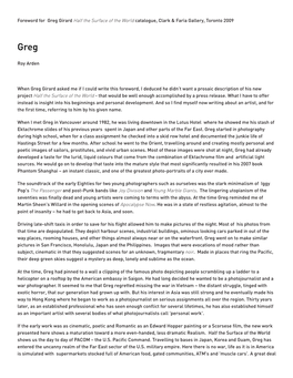 Foreword for Greg Girard Half the Surface of the World Catalogue, Clark & Faria Gallery, Toronto 2009