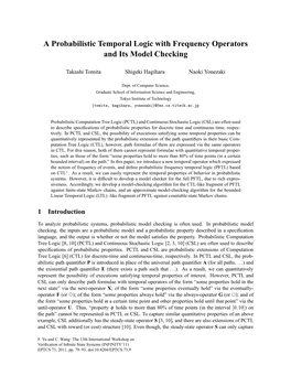 A Probabilistic Temporal Logic with Frequency Operators and Its Model Checking