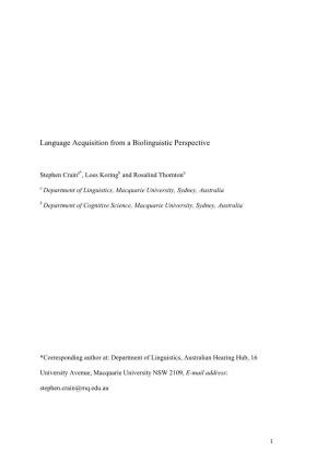 Language Acquisition from a Biolinguistic Perspective