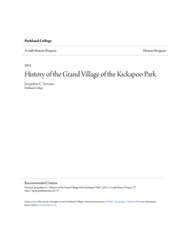 History of the Grand Village of the Kickapoo Park Jacqueline C