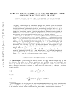 Quantum Modular Forms and Singular Combinatorial Series with Distinct