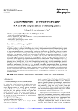 Galaxy Interactions – Poor Starburst Triggers