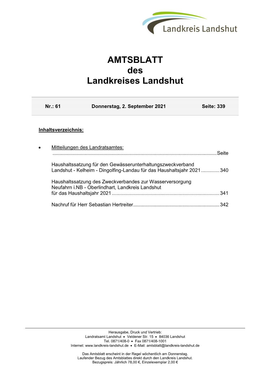 AMTSBLATT Des Landkreises Landshut