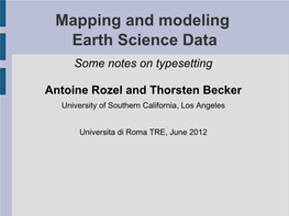 Mapping and Modeling Earth Science Data Some Notes on Typesetting