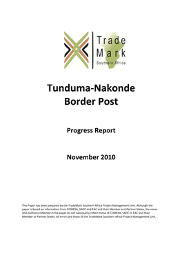 Tunduma-Nakonde Progress Report