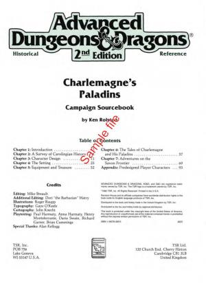 Charlemagne's Paladins Compaign Sourcebook