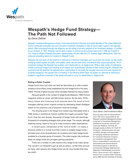 Wespath's Hedge Fund Strategy