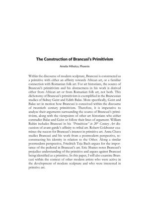 The Construction of Brancusi's Primitivism
